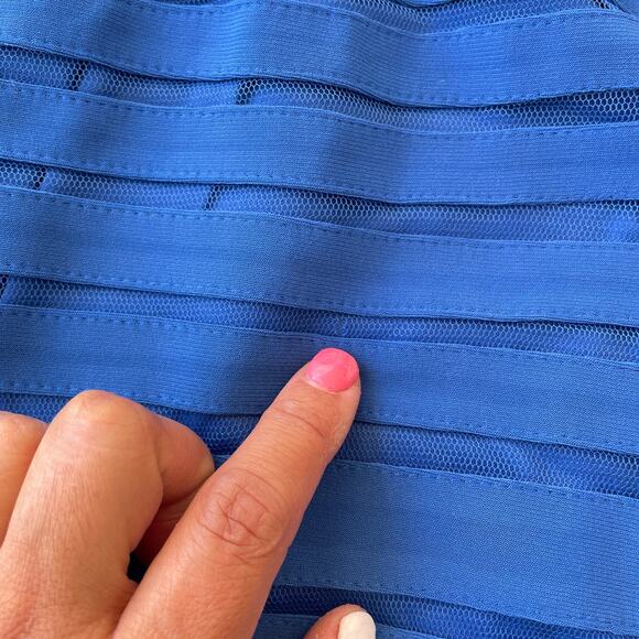 ADRIANNA PAPELL Womens Polyester Blend Short Sleeve Sheer Sheath Dress Size Sm - Picture 9 of 9